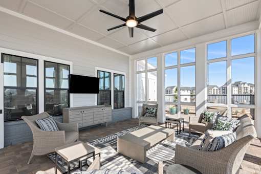 Screened in porch at Ovation at Town Madison, Madison, 35758