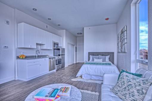 Kitchen Come Living Area at Sloan's Place Apartments, Denver, 80214