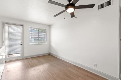the spacious living room of our two bedroom apartment atrium at our community center