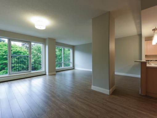 Large windows with beautiful park and city views