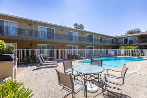 our apartments have a resort style pool and patio