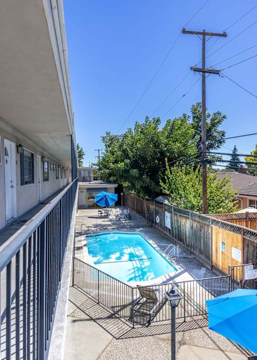 the pool is available from the side of the house