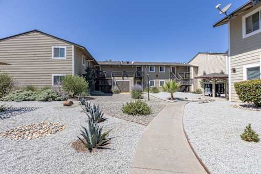 a view of a yard with a house and the word measurement on it