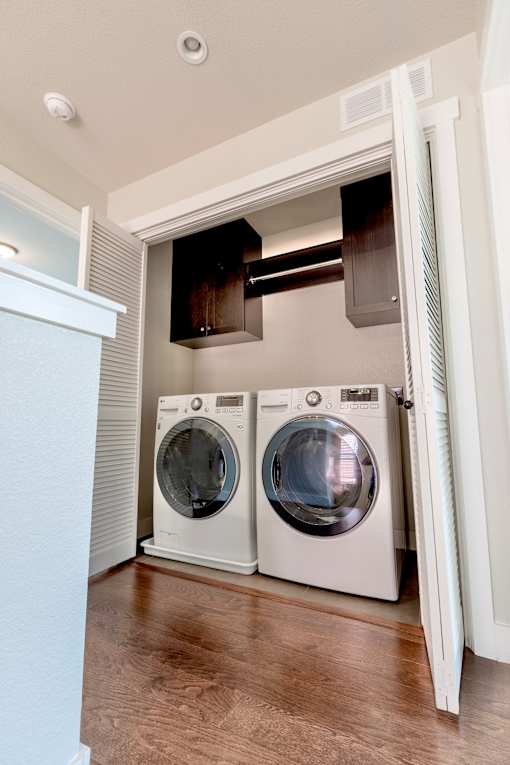 a washer and dryer in a laundry room