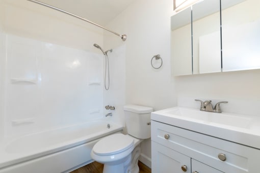 a bathroom with a sink toilet and a shower