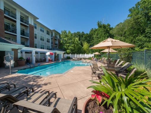 Heated Pool and Whirlpool Spa at Evergreens at Columbia Town Center, Columbia, MD