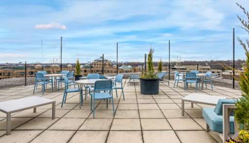 A rooftop patio  at Calvert House Apartments, Washington, DC