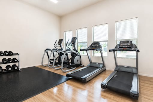 Fitness center with cardio and weight equipment at Silver Ridge Apartments, Idaho, 83642
