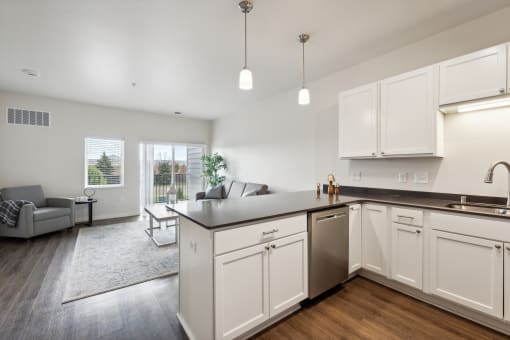 the preserve at ballantyne commons apartment kitchen and living room