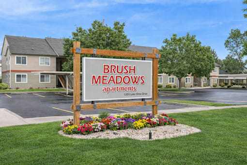 Monument Sign at Brush Meadows I & II Apartments, Billings, MT