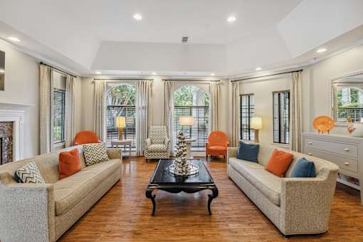 Living Area with Fireplace at Columbia Colony Senior, Atlanta, GA
