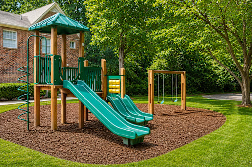 Playground area with slides and swings at Stratford Arms Apartments, Riverdale