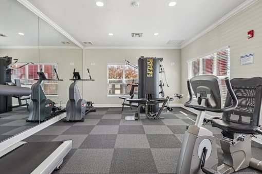 Fitness center with strength training equipment at Stetson Meadows Apartments, Colorado Springs