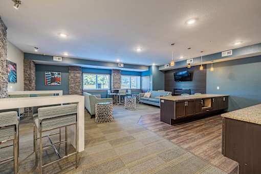 Clubroom With TV at The Cielo Apartments, Fridley, MN, 55432