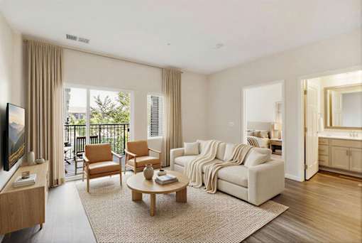 A living room with a white couch and a television at Aster Meadow, Vadnais Heights, MN, 55127