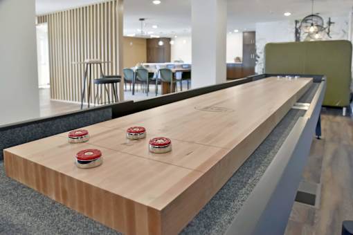 Shuffleboard table in resident game room at Regency Park Apartments, St Cloud, Minnesota
