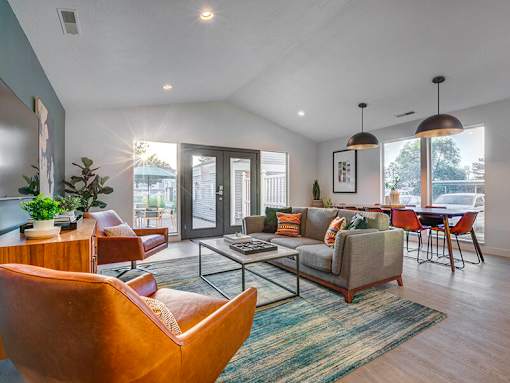 Open concept living and dining area at Creekview Apartments, Midvale, 84047