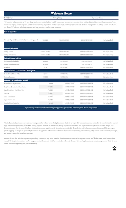 A webpage with a blue and white color scheme contains a table with various headings and entries.