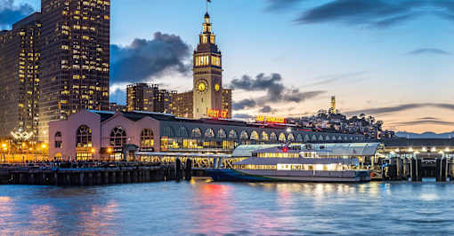 the ferry terminal at night