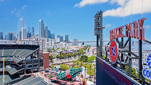A view of a baseball stadium with a sign that reads "Race Park".