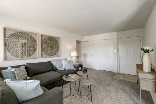 Modern Living Room at Doncaster Village Apartments, Parkville, MD, 21234