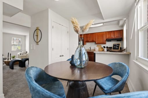Dining room looking into kitchen at Donnybrook Apartments, Towson, MD, 21286