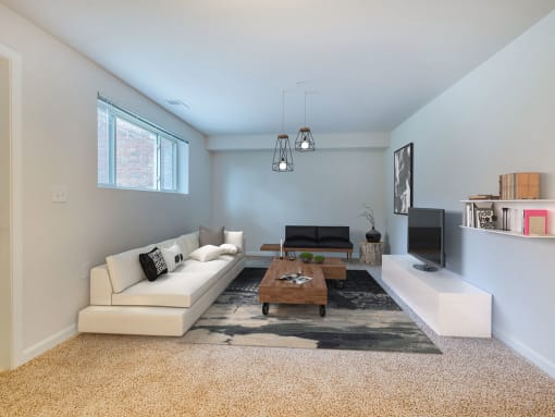 Modern Living Room at Cardiff Hall Apartments, Towson