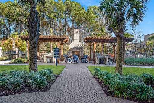 Outdoor Firepit and Grill Area at Central Island Square, Daniel Island