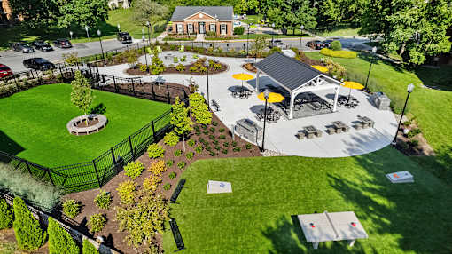 a community park with a games, firepit, dog park and a pavilion at Courthouse Square Apartments, Maryland