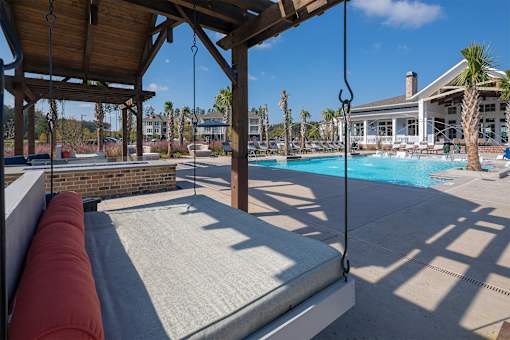 Poolside patio at Elevate at Brighton Park, Summerville, South Carolina