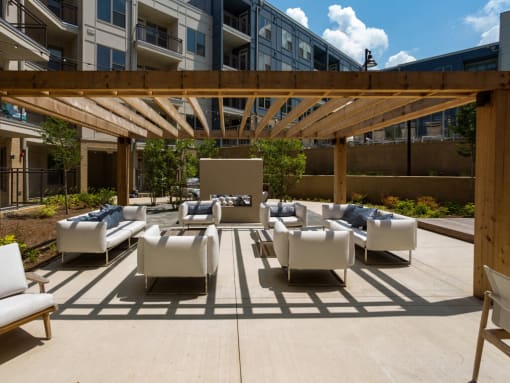 Courtyard Patio With Ample Sitting at Millworks Apartments, Georgia, 30318