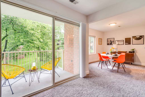 Dining Area and Balcony Renovated at Padonia Village Apartments, Timonium, MD, 21093