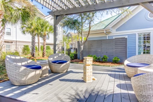 Beautiful Outdoor Lounge at The Bluestone Apartments, Bluffton, SC