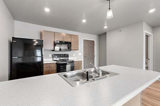 kitchen with black appliances