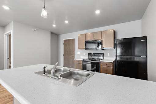 kitchen with black appliances