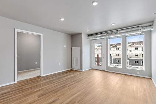 living room with large windows