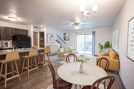 living room looking into kitchen