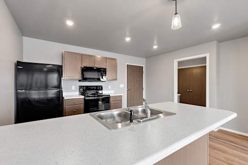 kitchen with black appliances