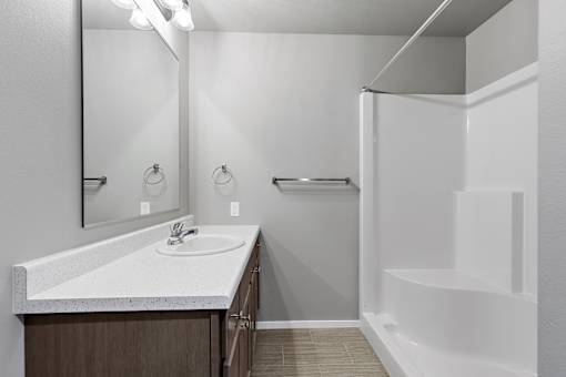 bathroom with walk in shower