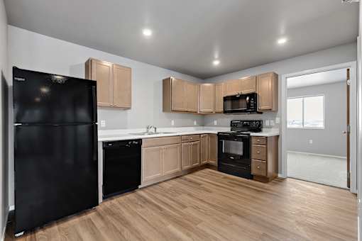 kitchen with black appliances