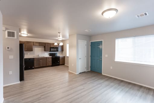 living room looking into kitchen