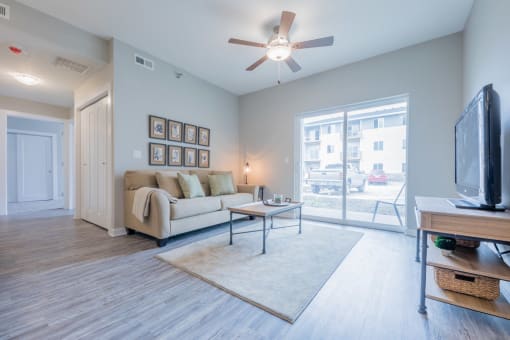 Spacious living room with a large open layout at White Oak