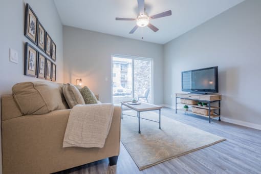Spacious living room with a large open layout at White Oak