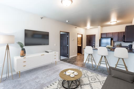 image of a living room and kitchen