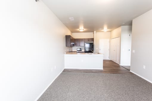 living room looking into kitchen