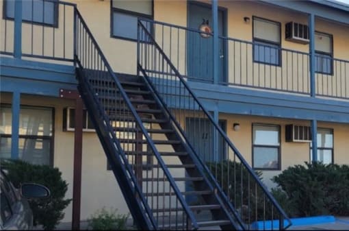 a set of stairs in front of a building