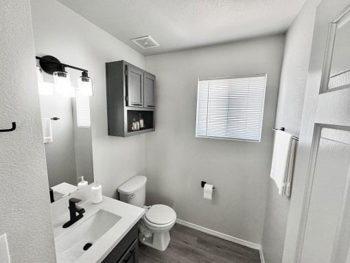 a bathroom with a toilet and a sink
