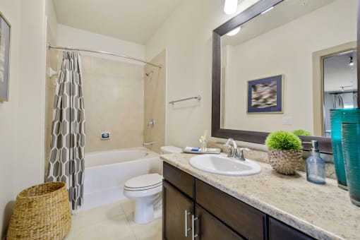 a bathroom with a sink toilet and shower at Alvista Round Rock, Round Rock, 78664