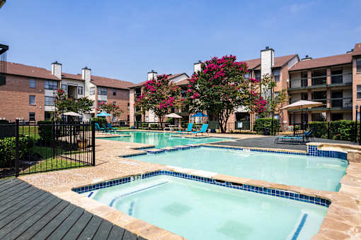 Swimming pool view at Brook Meadow Village, Austin, Texas