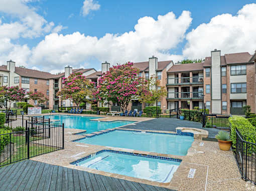 Pool view at Brook Meadow Village, Austin, 78758